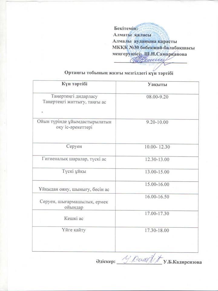 Жаз мезгіліндегі күн тәртібі!