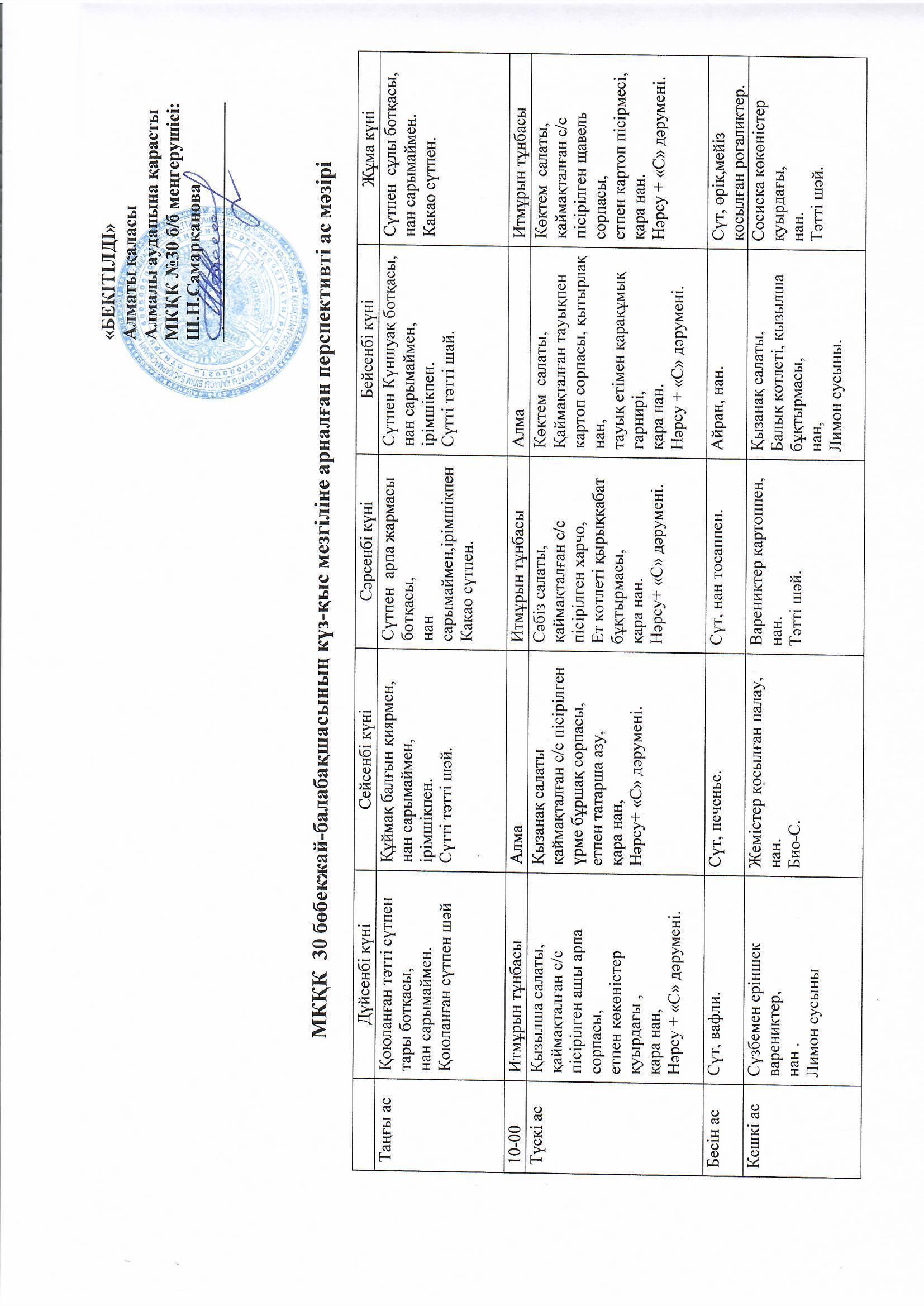 ҚЫС-КҮЗ МЕЗГІЛІНЕ АРНАЛҒАН ПЕРСПЕКТИВТІ АС МӘЗІРІ